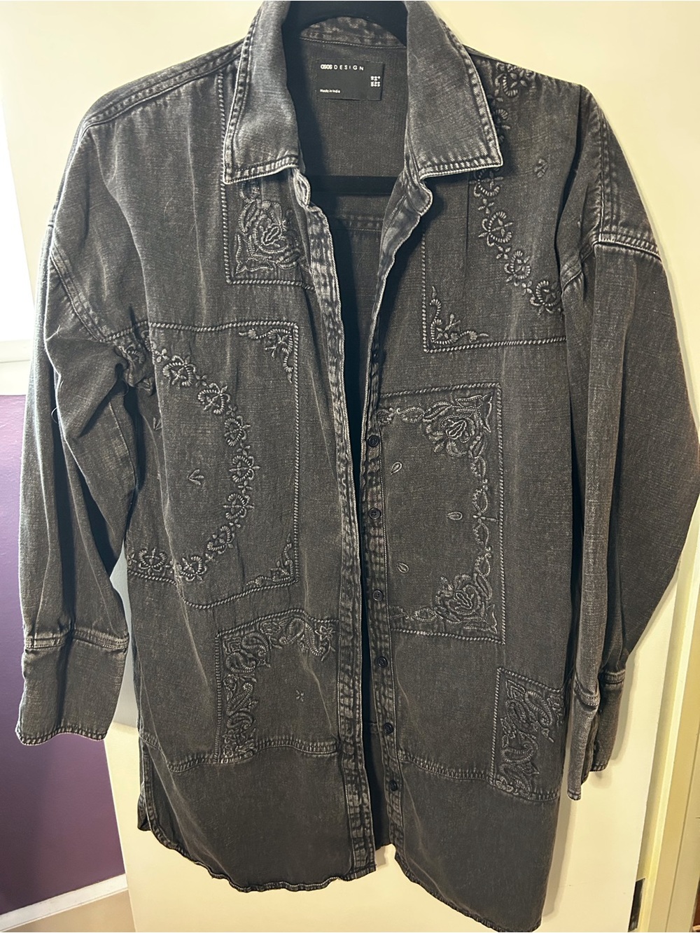 ASOS Black Embroidered Button-Down Shirt